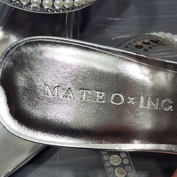 MATEO BY INC Cindy Stiletto Dress Sandles Heeled Mules Clear Pointy Toe 9.5 M - Picture 10 of 15